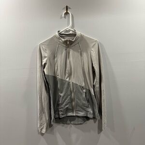 Gray and White Zip-Up Jacket